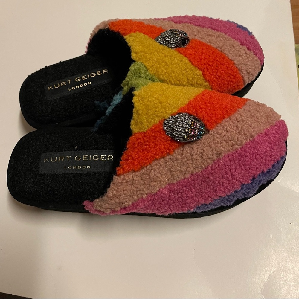 Kurt Geiger Black Fuzzy Slippers - Picture 2 of 9